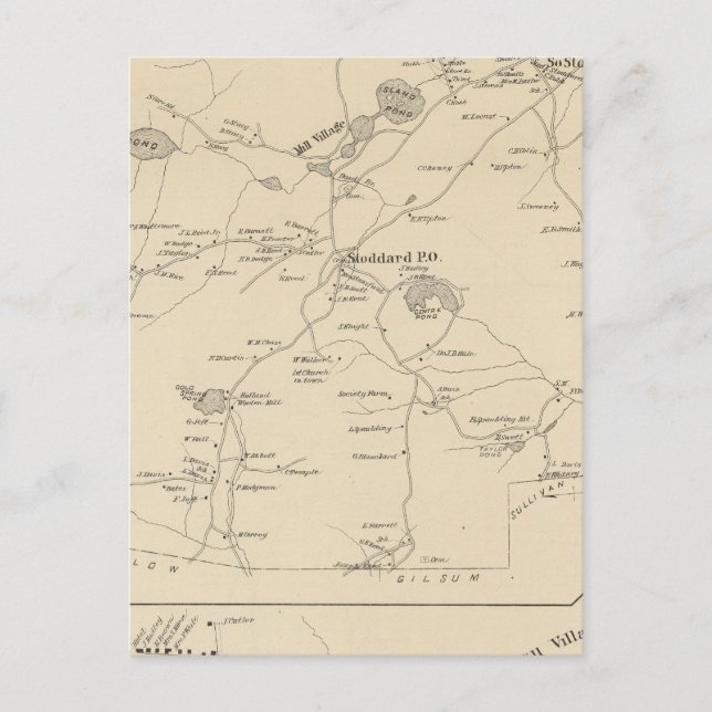 Cartão Postal Stoddard, Cheshire Co (Frente)