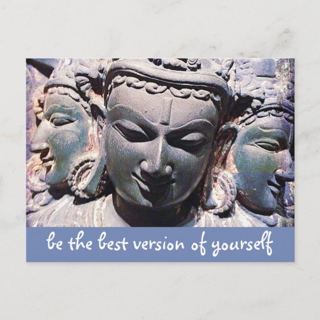 Cartão Postal Stone Buddha Faces Script Be Best Version Cote (Frente)