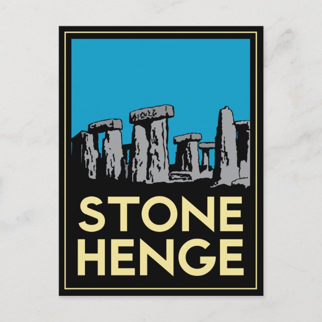 Cartão Postal Stonehenge Art Deco Poster (Frente)