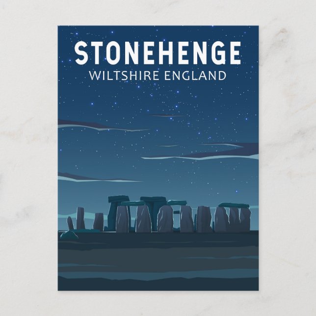 Cartão Postal Stonehenge England Viagem Vintage Art (Frente)