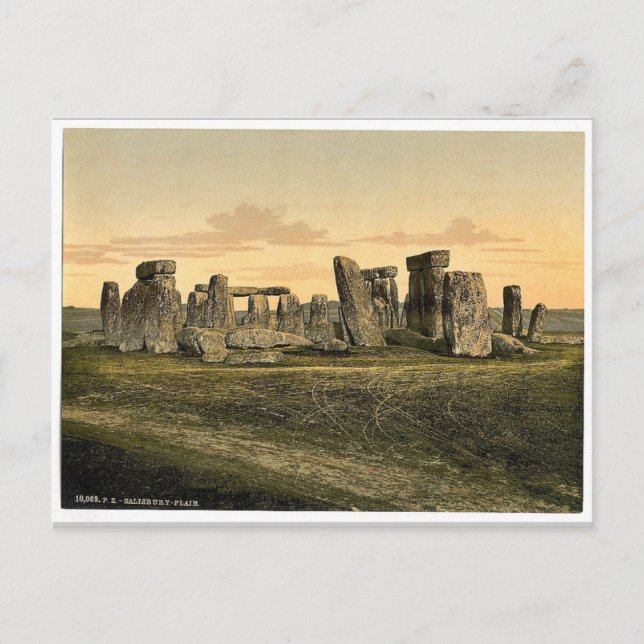 Cartão Postal Stonehenge, Salisbúria, Inglaterra Photochrom raro (Frente)