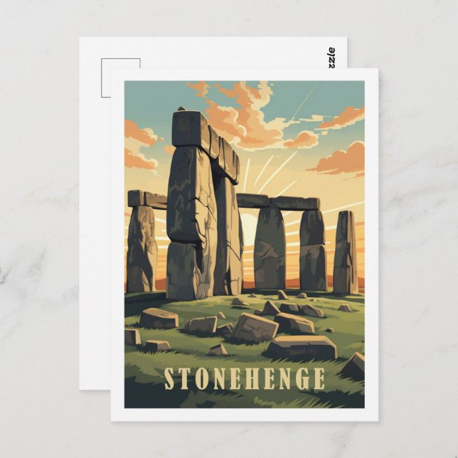 Cartão Postal Stonehenge United Kingdom Famous Viagem Place (Frente/Verso)