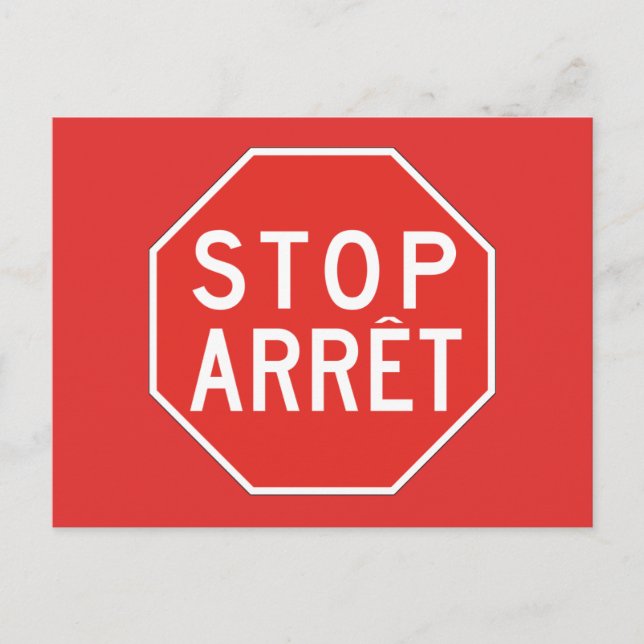 Cartão Postal Stop/Arret, Sinal de Tráfego, Canadá (Frente)
