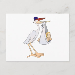 Cartão Postal Stork Entregando um Bebê