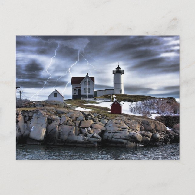 Cartão Postal Stormy Cape Neddick "Nubble house" (Frente)