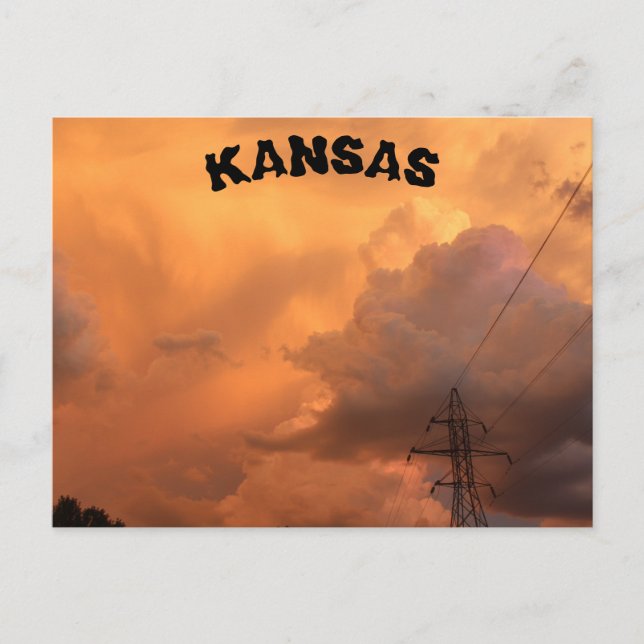 Cartão Postal Stormy Night em Hutchinson Kansas Posta Card. (Frente)