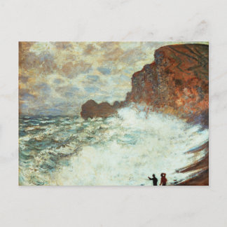 Cartão Postal Stormy Weather a Etretat, Rough Sea - Claude Monet