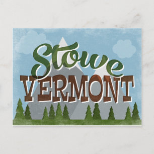 Cartão Postal Stowe Vermont Divertido Retro Montanhas Snowy