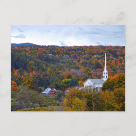Cartão Postal Stowe, Vermont, Igreja Comunitária, Outono