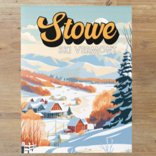 Cartão Postal Stowe Vermont Winter Vintage