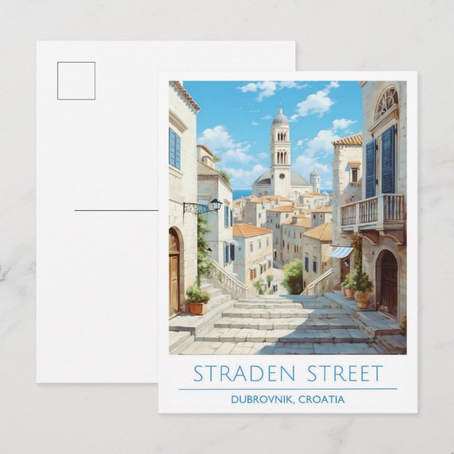 Cartão Postal Straden Street Dubrovnik Viagem da Croácia (Frente/Verso)