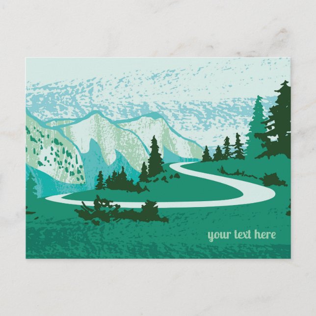Cartão Postal Straße in den Bergen. (Frente)