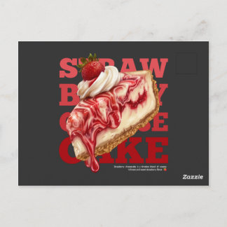 Cartão Postal Strawberry Cheesecake Aesthetic Food (dark)