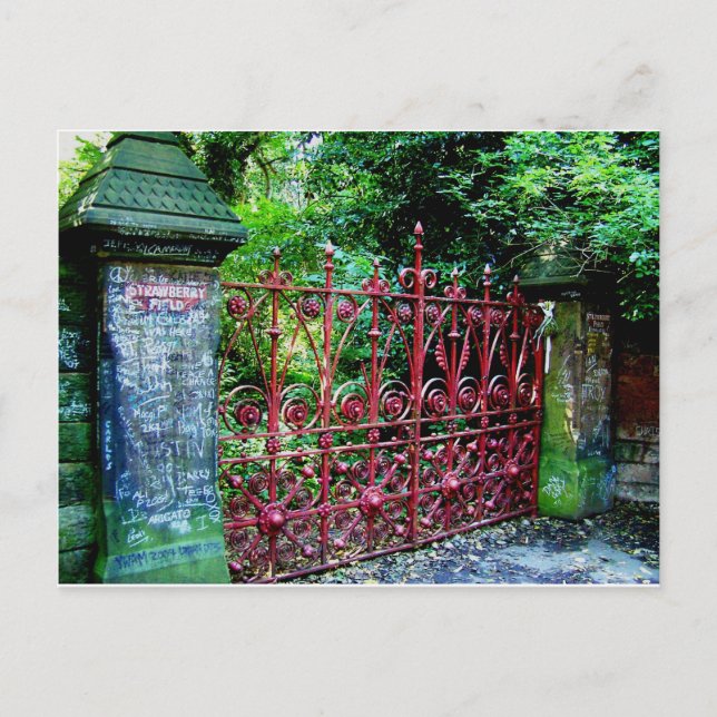 Cartão Postal Strawberry Field Gates, Liverpool, Reino Unido (Frente)