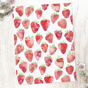 Cartão Postal Strawberry Watercolor