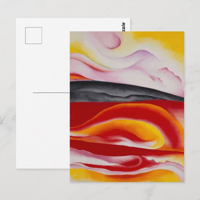 Cartão Postal Streak vermelho, amarelo e preto | Georgia O'Keeff (Frente/Verso)