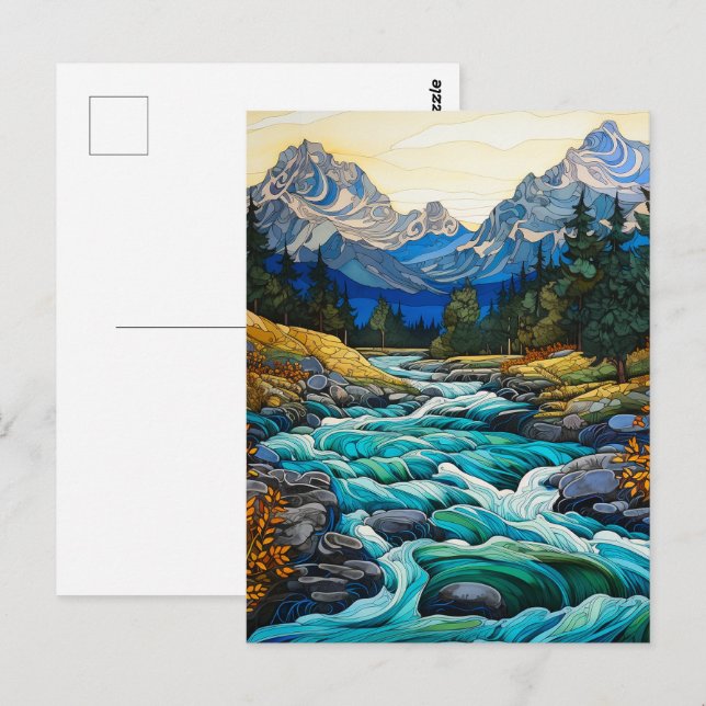 Cartão Postal Stream de Montanha (Frente/Verso)