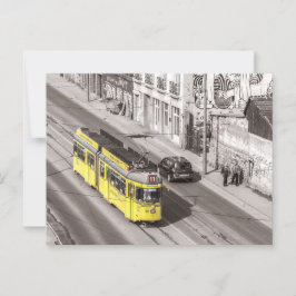 Cartão Postal Street Car Belgrad Sérvia Comboio Amarelo Postcros