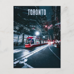 Cartão Postal Streetcar à noite em Toronto Ontário