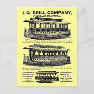 Cartão Postal Streetcar e Trolleys da Brill Company