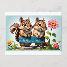 Cartão Postal Streifenhörnchen schicken Grüße