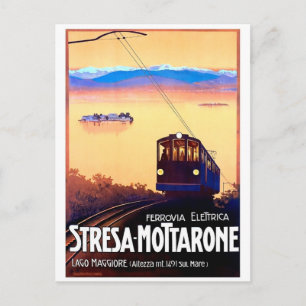 Cartão Postal Stresa-Mottarone, caminho de ferro elétrico, Itáli