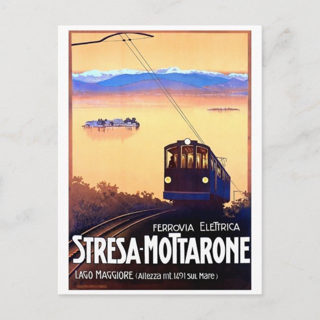 Cartão Postal Stresa-Mottarone, caminho de ferro elétrico, Itáli (Frente)