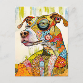 Cartão Postal striking dog portrait with bright colors and bold 