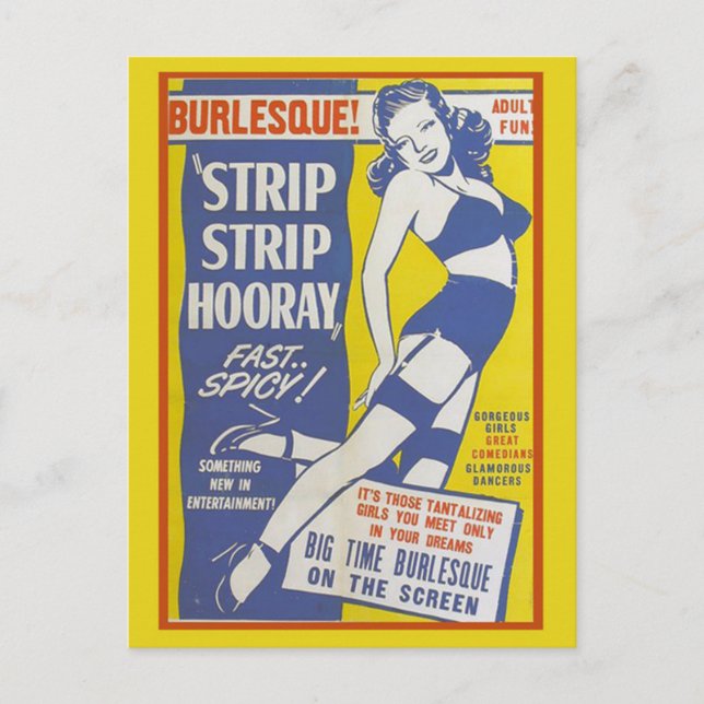Cartão Postal Strip Tease Girls show Postcard (Frente)
