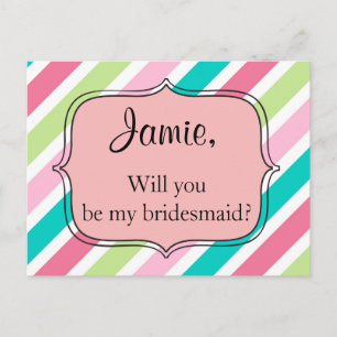 Cartão Postal Stripes-arco-íris rosa