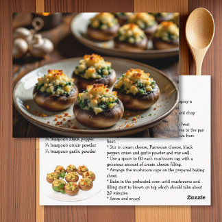 Cartão Postal Stuffed Mushroom Recipe Card