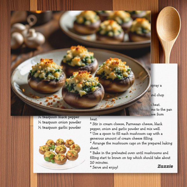 Cartão Postal Stuffed Mushroom Recipe Card (Criador carregado)