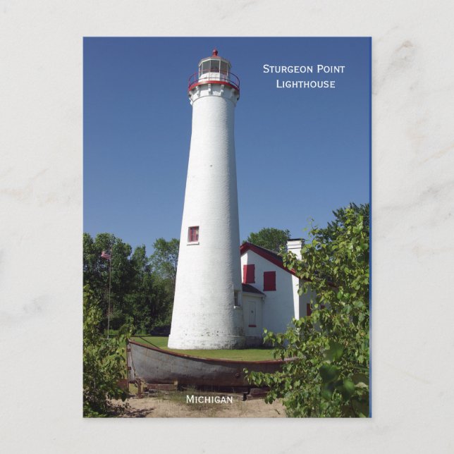 Cartão Postal Sturgeon Point Lighthouse de altura poste (Frente)