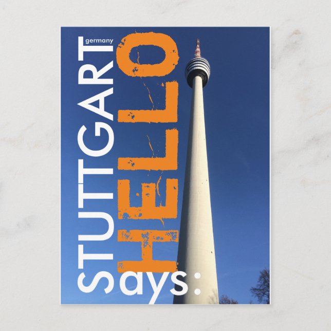 Cartão Postal Stuttgart diz Hello 2.0 (Frente)