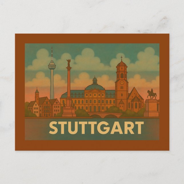 Cartão Postal Stuttgart Germany City Art (Frente)