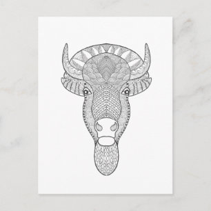 Cartão Postal Style Bull Head