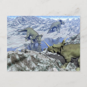 Cartão Postal Styracosaurus perto da água - renderização 3D