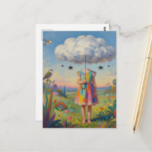 Sua Cabeça Estava Nas Nuvens Arte Surreal Colorida