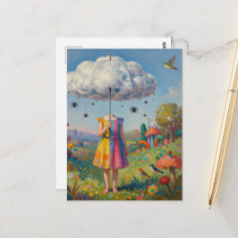 Cartão Postal Sua Cabeça Estava Nas Nuvens Arte Surreal Colorida