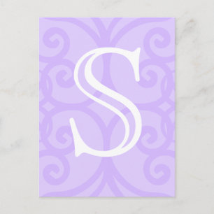 Cartão Postal Sua Carta. Personalizado. Monograma Roxo Lilac.