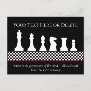 Cartão Postal Sua Citação de Peça de Chessboard de Texto/Cor