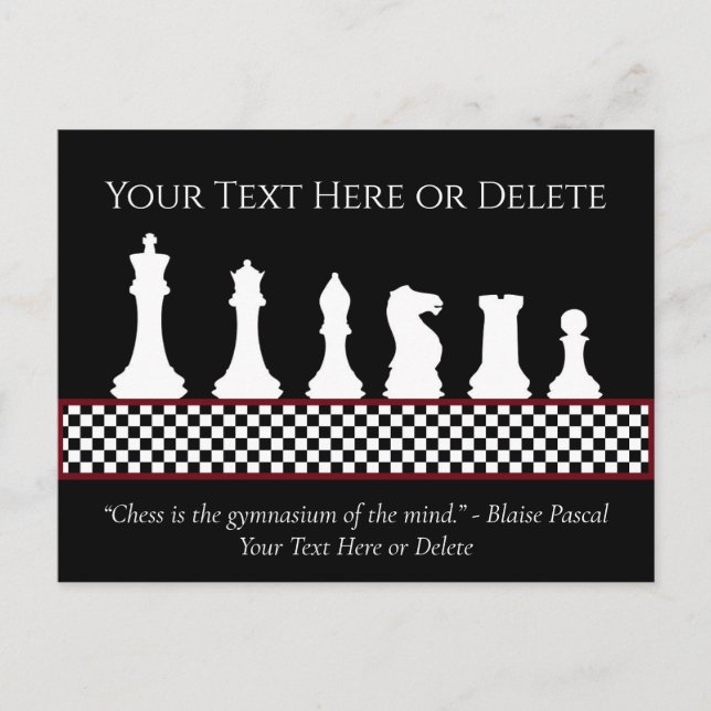 Cartão Postal Sua Citação de Peça de Chessboard de Texto/Cor Pre (Frente)