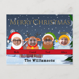 Cartão Postal Sua família é Papais noeis Reindeer Elf e Angel Ph