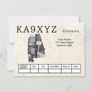 Cartão Postal Sua Foto Alabama Shaped Cutout Custom QSL