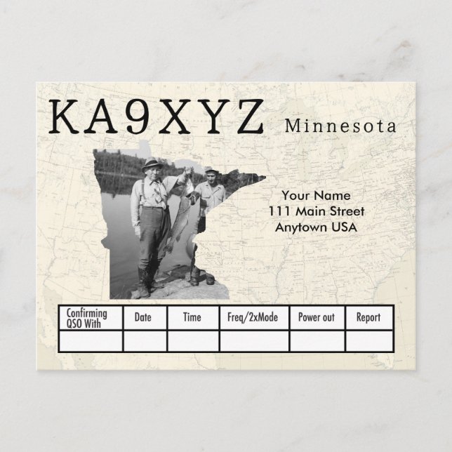 Cartão Postal Sua Foto Minnesota Shapout Custom QSL (Frente)