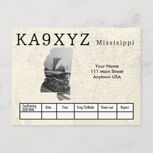 Cartão Postal Sua Foto Mississipi Shapout Personalizado QSL (Frente)