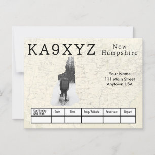 Cartão Postal Sua foto New Hampshire Shaped Cutout Custom QSL