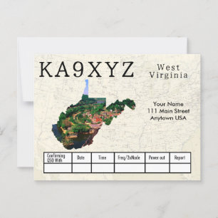 Cartão Postal Sua Foto: West Virginia Shaped Cutout Custom QSL