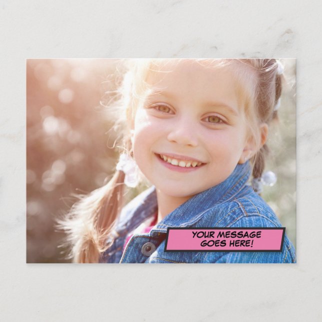 Cartão Postal Sua Mensagem Foto Diversão Retro Quadrinhos Arte P (Frente)