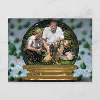 Cartão Postal Sua própria foto em um Snowglobe Frame! -